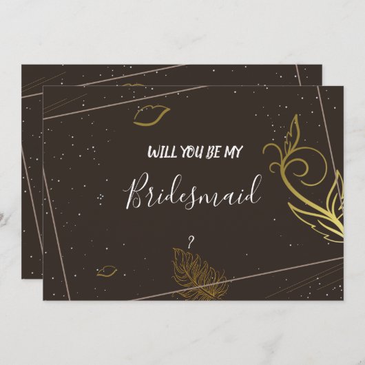 茶色と素朴白の花嫁のメイド 招待状 (正面/裏面)