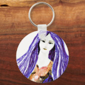 茶色と紫の女性。 キーホルダー (正面)