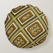 茶色と緑のアーキテクチャ ラウンドクッション (裏面)