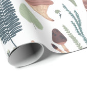 茶色と緑のウッドランドの葉のパターン ラッピングペーパー (ロールコーナー)