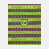 茶色と緑のタータンチェックの花 フリースブランケット (正面)