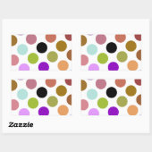 茶色と緑のドカラフルット 長方形シール (シート)