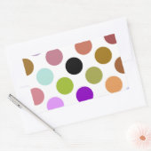 茶色と緑のドカラフルット 長方形シール (封筒)