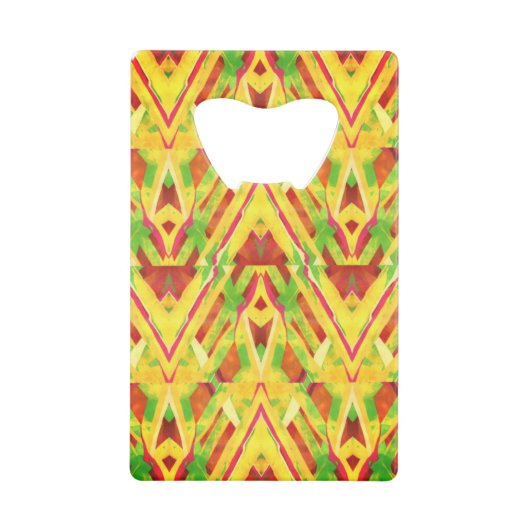 茶色と緑のパターン クレジットカード栓抜き (正面)