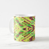 茶色と緑のパターン コーヒーマグカップ (正面左)