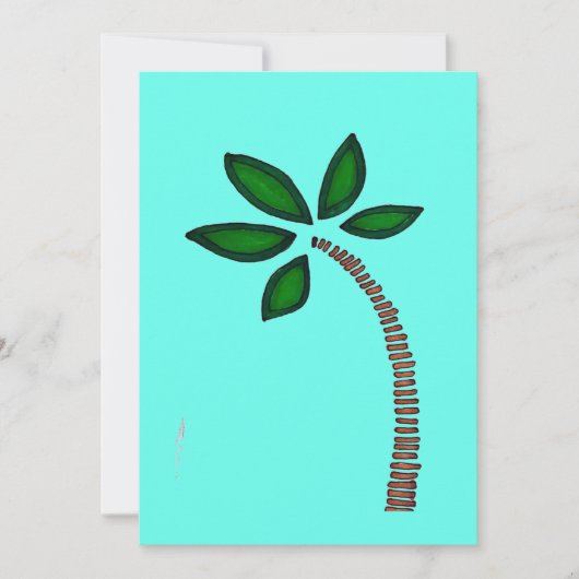 茶色と緑のヤシの木のスケッチ シーズンカード (正面)