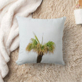 茶色と緑のヤシの木の写真 クッション (ブランケット)