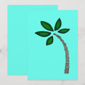 茶色と緑のヤシの木の絵 招待状 (正面/裏面)