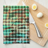 茶色と緑の同様のドライストローのバスケットスタイル キッチンタオル (四つ折り)