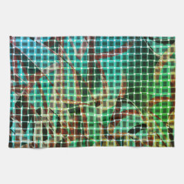 茶色と緑の同様のドライストローのバスケットスタイル キッチンタオル