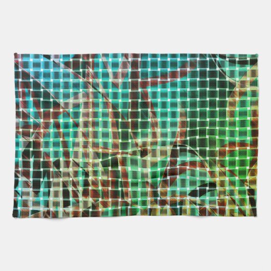 茶色と緑の同様のドライストローのバスケットスタイル キッチンタオル (横)