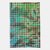 茶色と緑の同様のドライストローのバスケットスタイル キッチンタオル (縦)