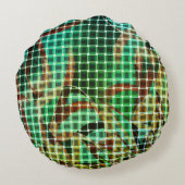 茶色と緑の同様のドライストローのバスケットスタイル ラウンドクッション (裏面)