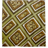 茶色と緑の建築天井を写真 シャワーカーテン (正面)