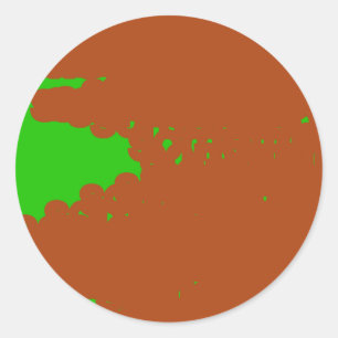 茶色と緑の抽象芸術 ラウンドシール
