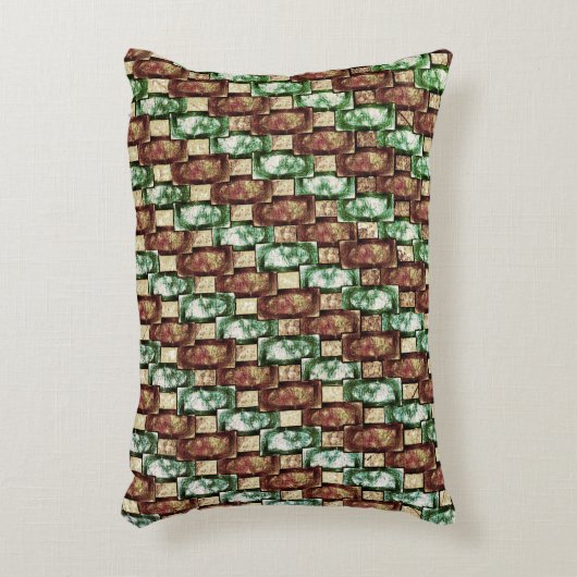 茶色と緑の斑点、彫られた長方形の部分 アクセントクッション (正面(垂直))