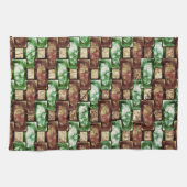 茶色と緑の斑点、彫られた長方形の部分 キッチンタオル (横)