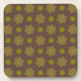 茶色と緑の星と円 コースター
