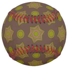 茶色と緑の星と円 ソフトボール