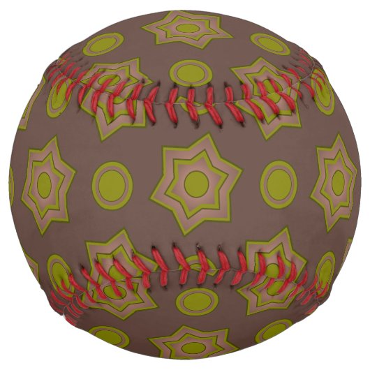 茶色と緑の星と円 ソフトボール (正面)