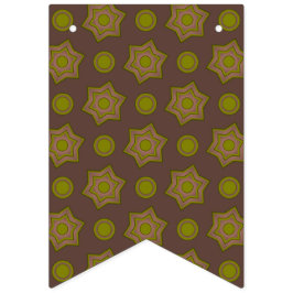 茶色と緑の星と円 バンティングフラッグ