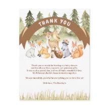 茶色と緑の森林動物の赤ちゃんシャワー