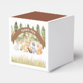 茶色と緑の森林動物の赤ちゃんシャワー フェイバーボックス (裏面サイド)