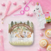 茶色と緑の森林動物の赤ちゃんシャワー ペーパープレート (パーティー)