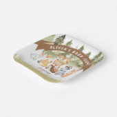 茶色と緑の森林動物の赤ちゃんシャワー ペーパープレート (傾斜あり)