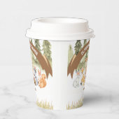 茶色と緑の森林動物の赤ちゃんシャワー 紙コップ (右)