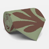 茶色と緑の植物の枝のタイ ネクタイ (ロール)