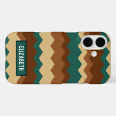 茶色と緑の秋の幾何学的なジグザグ Case-Mate iPhoneケース (裏面 (横))