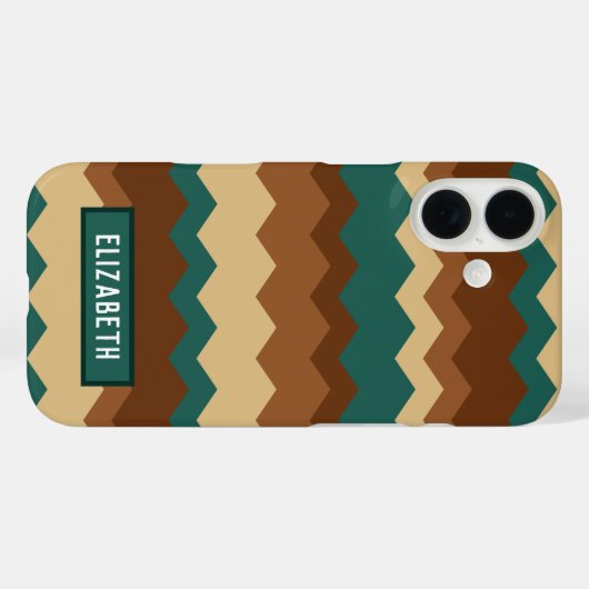 茶色と緑の秋の幾何学的なジグザグ Case-Mate iPhoneケース (裏面 (横))