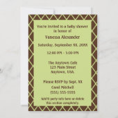 茶色と緑の象とダイヤモンドのベイビーシャワー 招待状 (裏面)