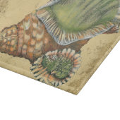 茶色と緑の貝殻 カッティングボード (角)