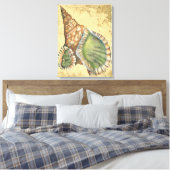 茶色と緑の貝殻 キャンバスプリント (インサイチュ (寝室))