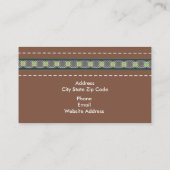 茶色と緑の革の外観とパターン 名刺 (裏面)