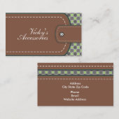 茶色と緑の革の外観とパターン 名刺 (正面/裏面)