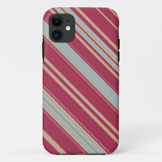茶色と薄い青の対角線のストライプ Case-Mate iPhoneケース (裏面)
