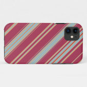 茶色と薄い青の対角線のストライプ Case-Mate iPhoneケース (裏面(横))