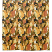 茶色と褐色と錆の猫のコラージュ シャワーカーテン (正面)