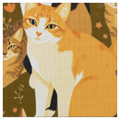 茶色と褐色と錆の猫のコラージュ ファブリック (クローズアップ)