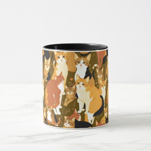 茶色と褐色と錆の猫のコラージュ マグカップ (中央)