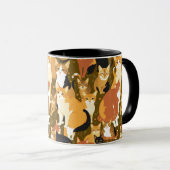 茶色と褐色と錆の猫のコラージュ マグカップ (正面右)