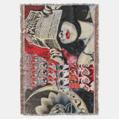 茶色と赤のグラフィティアート 地球温暖化 ブランケット (正面縦)