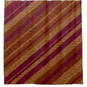 茶色と赤のストライプ シャワーカーテン (正面)