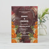 茶色と赤のミニマリストのメヘンディ招待状 招待状 (スタンド正面)