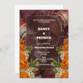 茶色と赤のミニマリストのメヘンディ招待状 招待状 (正面/裏面)