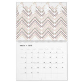 茶色と赤の点を持つ白い背景 カレンダー (3月 2026)