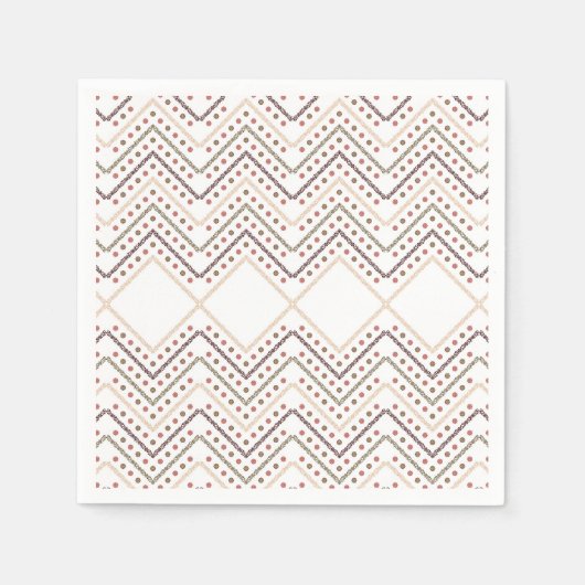 茶色と赤の点を持つ白い背景 スタンダードカクテルナプキン (正面)